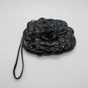 Women Wristlet Brighton Black Patent Leather Wallet Bag Coin Purse Kisslock